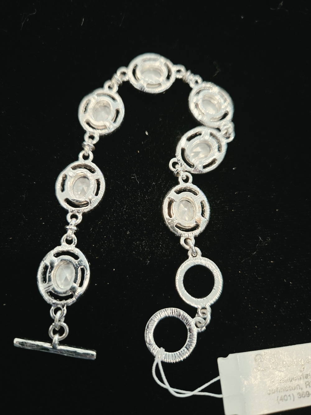 Silver Tone Smokey Gray Rhinestone Station Bracelet - - Picture 5 of 5